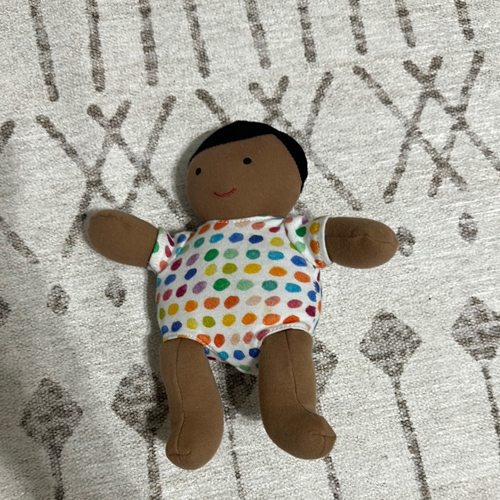 LOVEVERY Organic Cotton Baby Doll- Colorful Polka Dot Plush Doll- like New